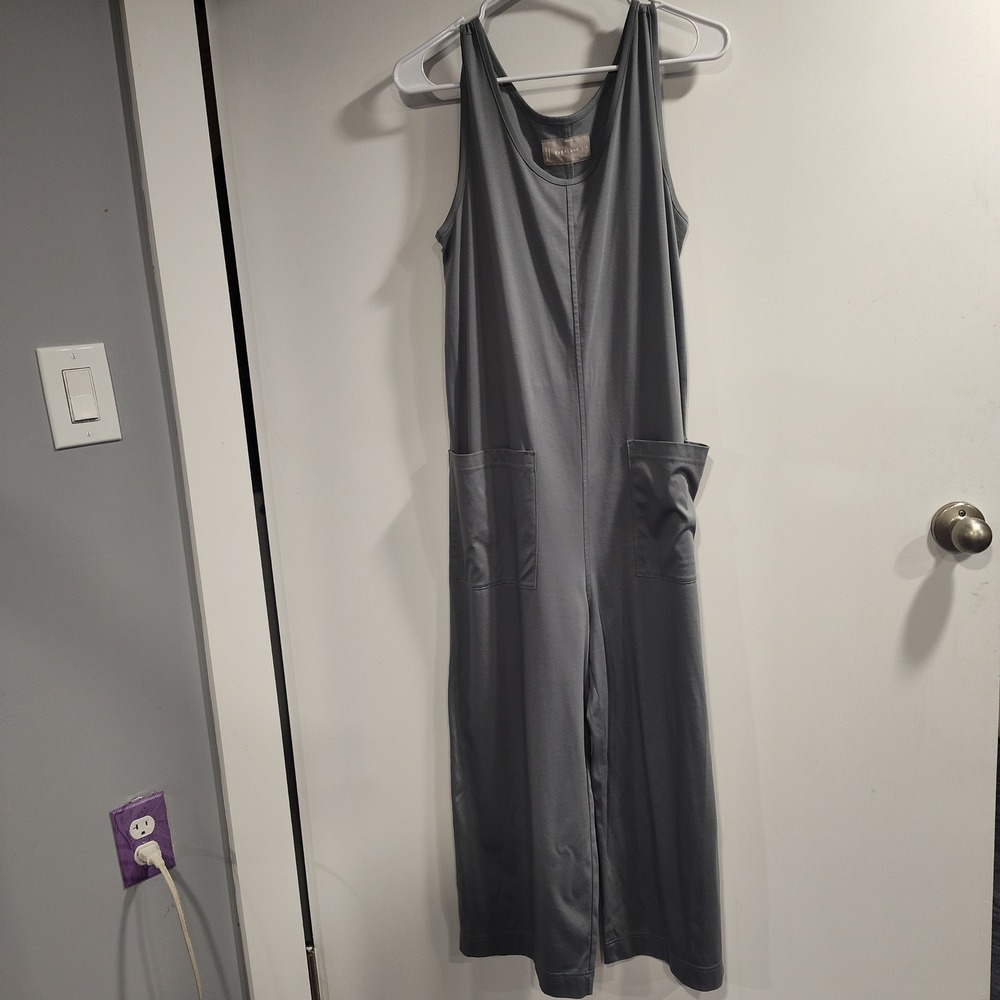 Everlane Women Grey Sleeveless Wide Leg Jersey Jumpsuit with Pockets Size S